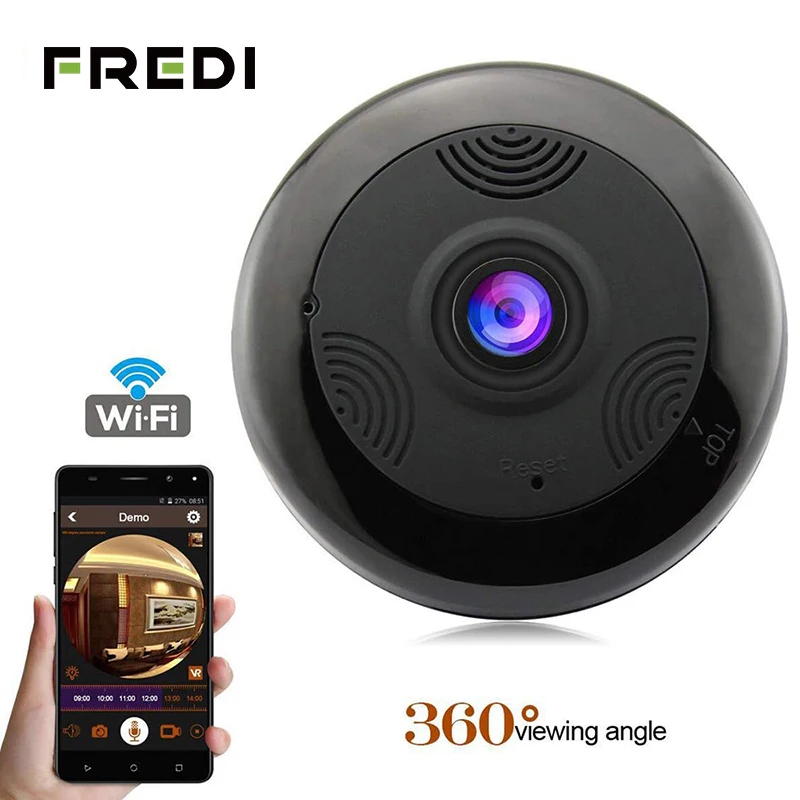FREDI 1080P рыбий глаз 360 градусов панорамная беспроводная WiFi камера видеонаблюдения