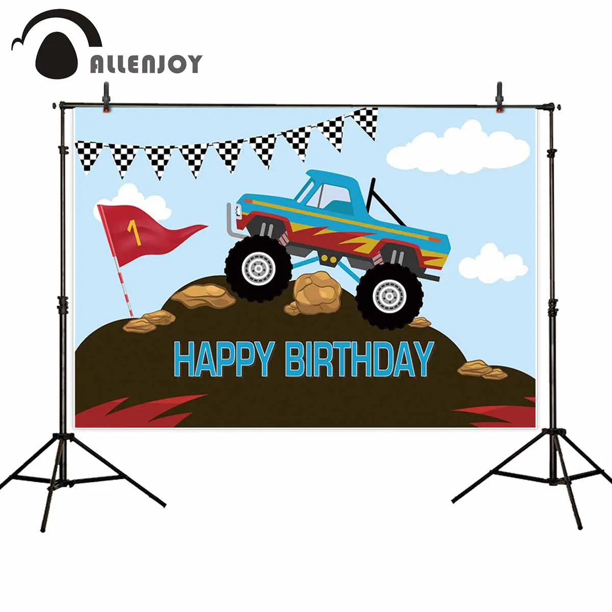 

Фон Allenjoy monster truck с днем рождения для мальчиков, детский душ, декорация для новорожденных, Фотофон для фотосессии