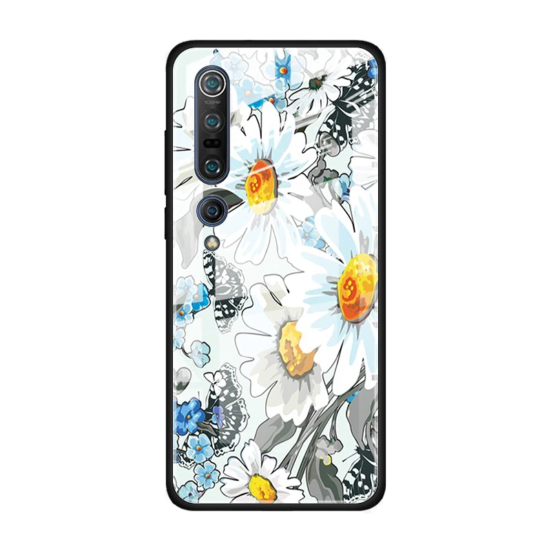 

Glass Case for Xiaomi Mi 9T CC9 CC9E A3 8 Lite Note 10 Pro Poco X2 Redmi Note 7 8T 8 9 Pro Cover Cute Luxury Daisy Flower