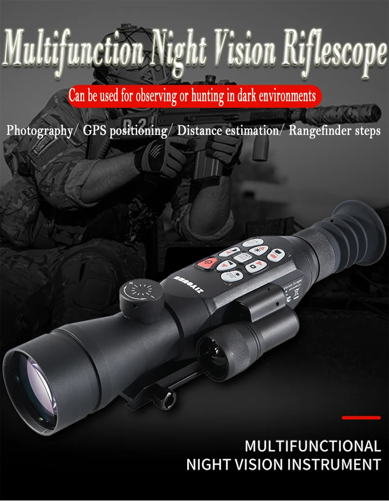 HD Infrared Digital Night Vision Sight Zoom Monoculars Night Ranging Riflescope Aiming Device for Hunting Scope Video Recording