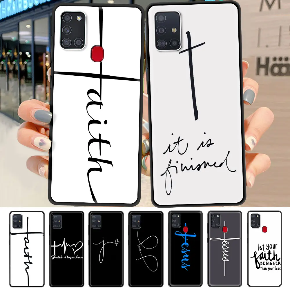 

Case For Samsung Galaxy A51 A71 A12 A21s A31 A52 A32 Black Soft Cover A41 A02s A11 ShockProof Phone Coque Faith Christian Jesus