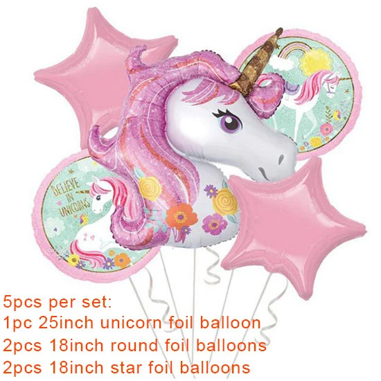 unicorn balloons 3 Единорог тема вечерние Unicornio одноразовая посуда Единорог Декор поставки День Рождения украшения Дети Единорог вечерние сувениры - Цвет: unicorn balloons 3