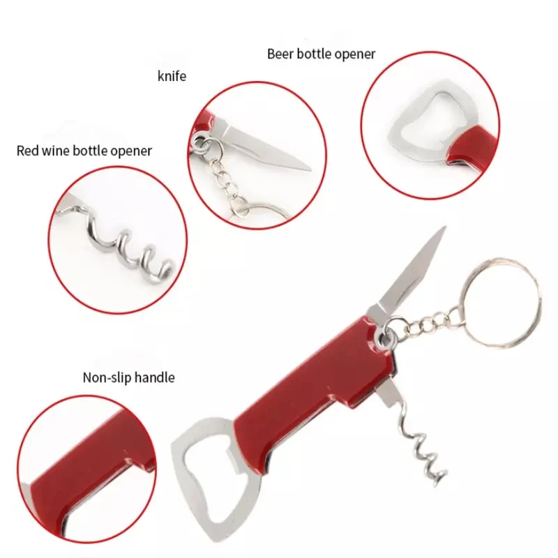 

Creative Keychain Corkscrew Beer Bottle Opener Portable Wine Opener Stainless Steel Multifunctional Wedding Party Gift Openers