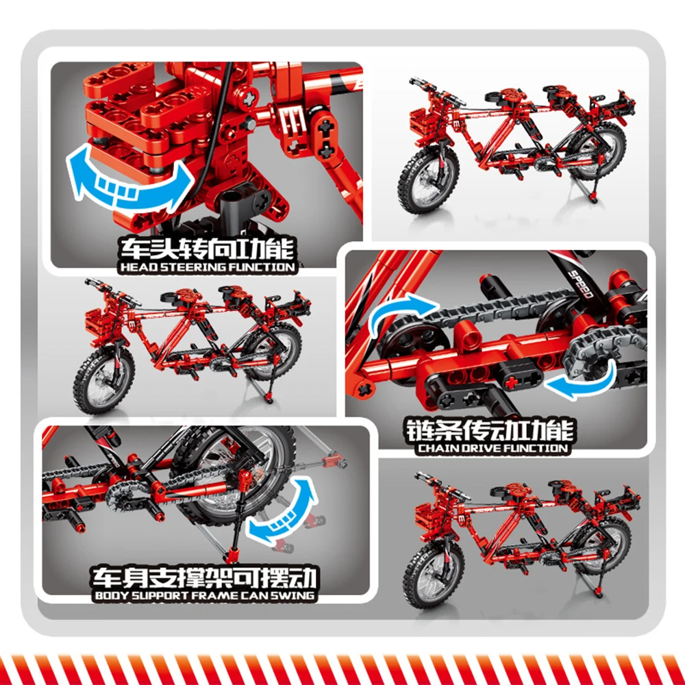 

306Pcs City Science Technic Educational Building Blocks Toys For Kids Boys DIY Birthday Present Bike Model Small Bricks Gift