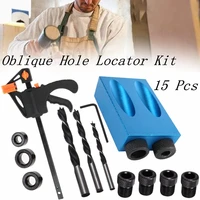15pcs pocket hole jig kit drill guide set woodworking oblique hole locator drill bits hole diy carpentry tools