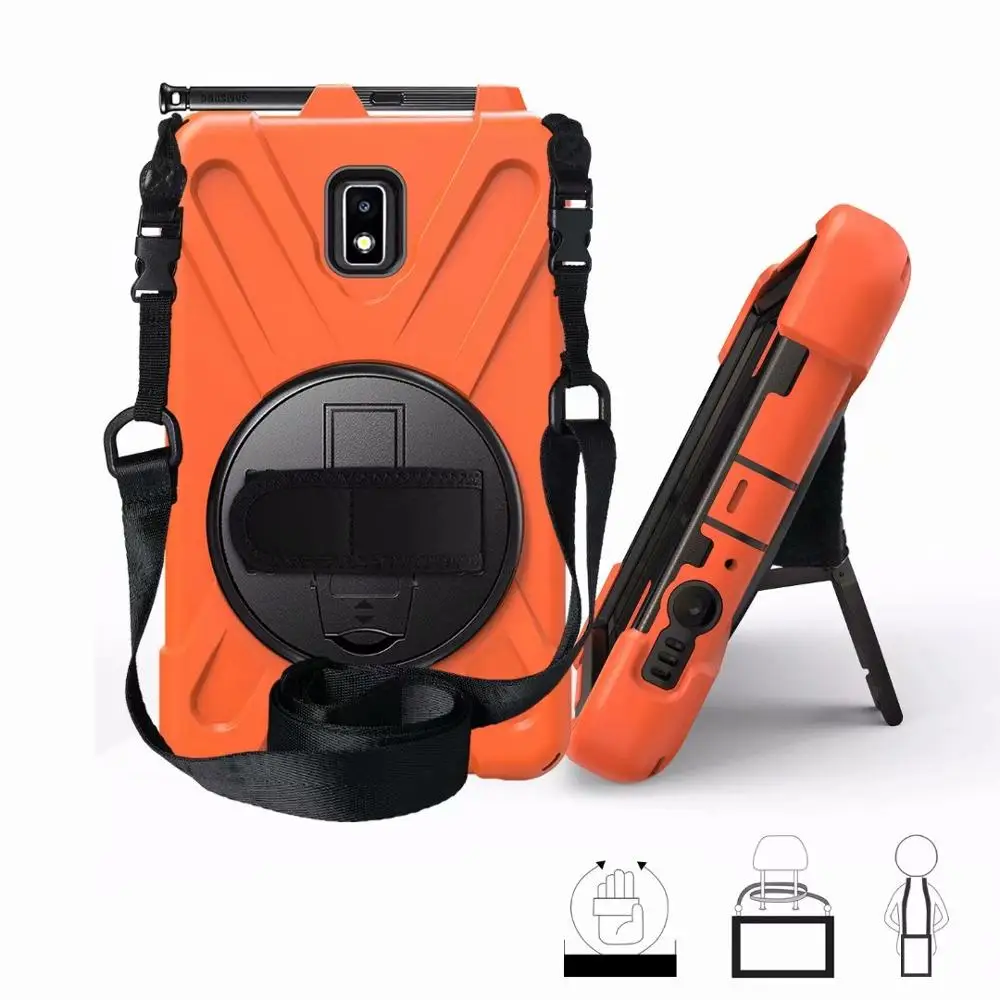With Shoulder strap Сверхмощный силиконовый чехол для Samsung Galaxy Tab Active 2 8,0 T390 T395 SM-T395 Funda наручный плечевой ремень противоударный чехол - Цвет: With Shoulder strap