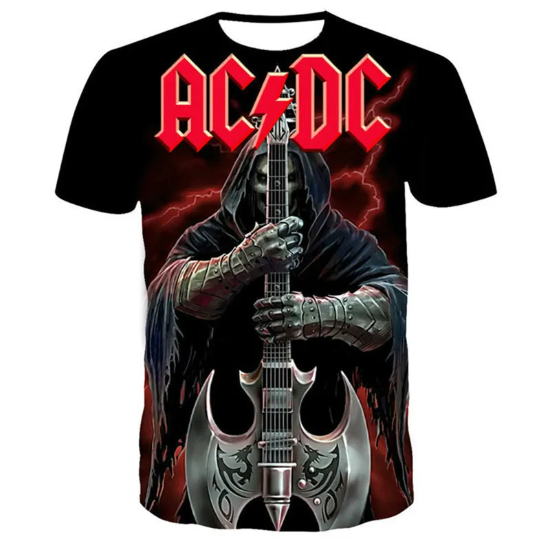 

Abstract letter printing men's trendy T-shirt AC/DC brand fashion casual 3D printing funny 2021 summer new