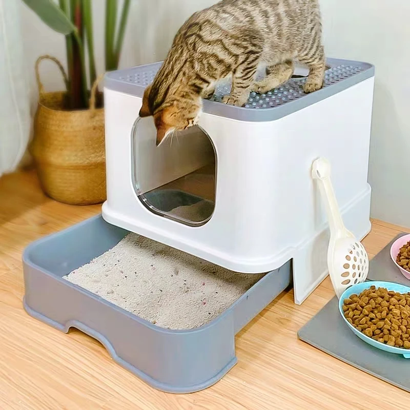 

New Cat Litter Drawer Cat Toilet Fully Closed Pets Anti-splash Large Space Pet Toilet Tray Easy To Clean Cats Bedpan Kat Levert