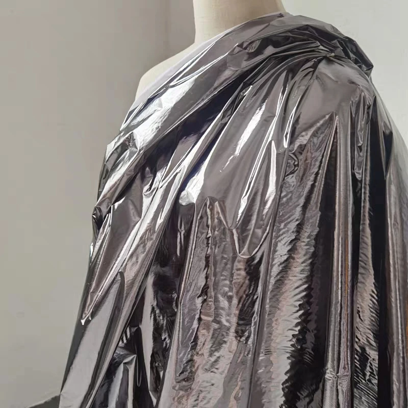 

Pleated Down Fabric Tungsten Steel Color Microfolds DIY Background Decor Down Coat Windbreaker Clothing Designer Fabric