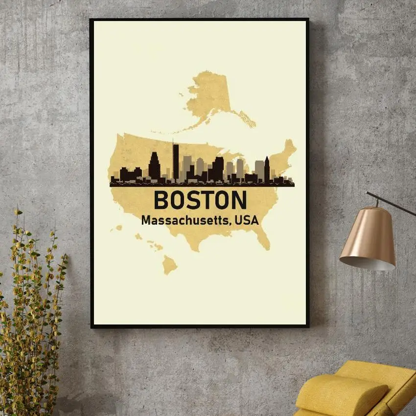 

Boston USA Canvas Painting Wall Art Pictures Prints Home Decor Wall Poster Decoration For Living Room