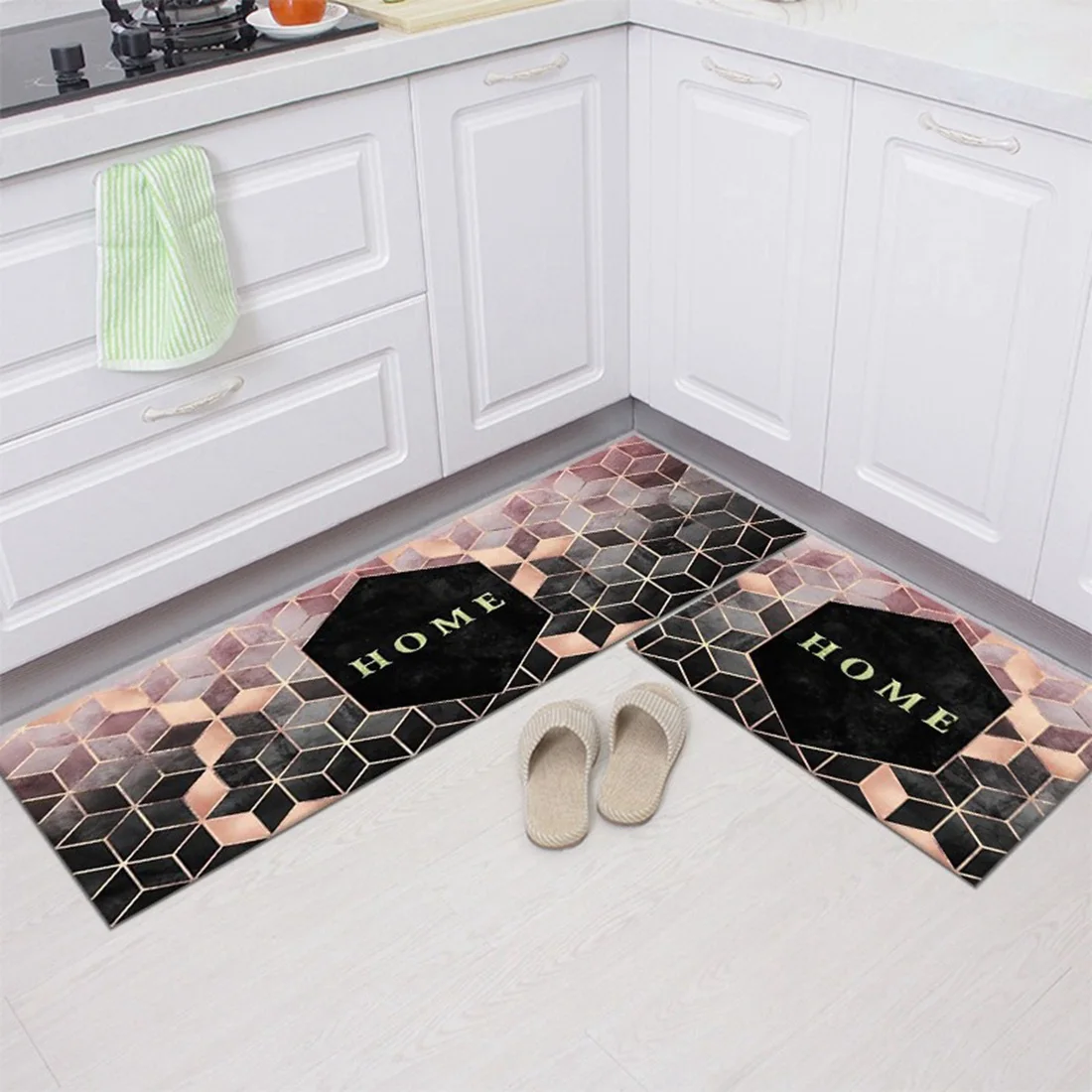 Нескользящий кухонный коврик с геометрическим рисунком современный для входной