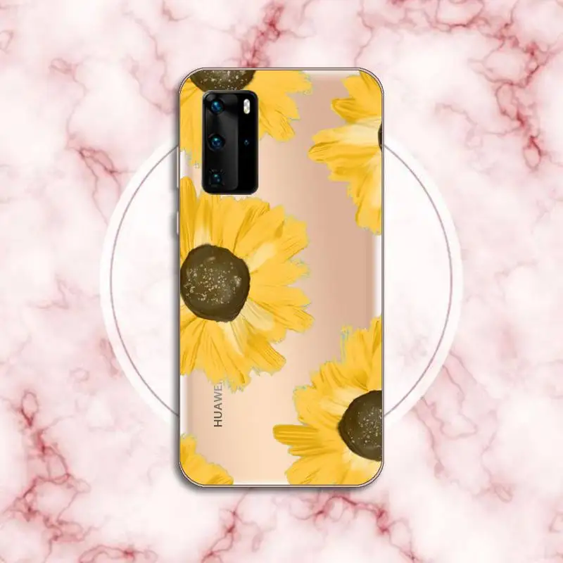 

Cute cartoon daisy flower Phone Case Transparent for Huawei P20 P30 P40 lite pro P smart 2019 honor 8x 10i