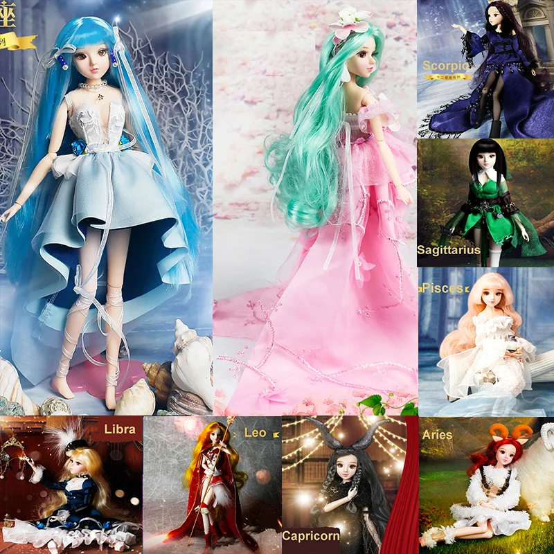 

30 см 12 созвездий BJD платье принцессы для куклы 15 подвижных шарнирных кукол игрушки макияж платье красота BJD DIY игрушка подарок для маленьких ...