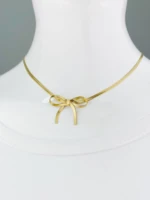 necklace jewelry stainless steel new goddess luxury golden rose color luxe fashion for women hot sell bow
