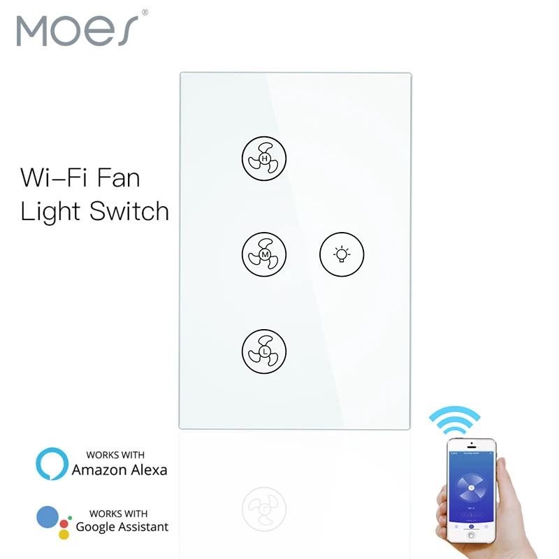 Набор2 WiFi умный потолочный вентилятор, светильник, настенный выключатель Smart Life/Tuya APP, пульт дистанционного управления различными скоростями, работает с Alexa Echo Google Home - Комплект: Набор2