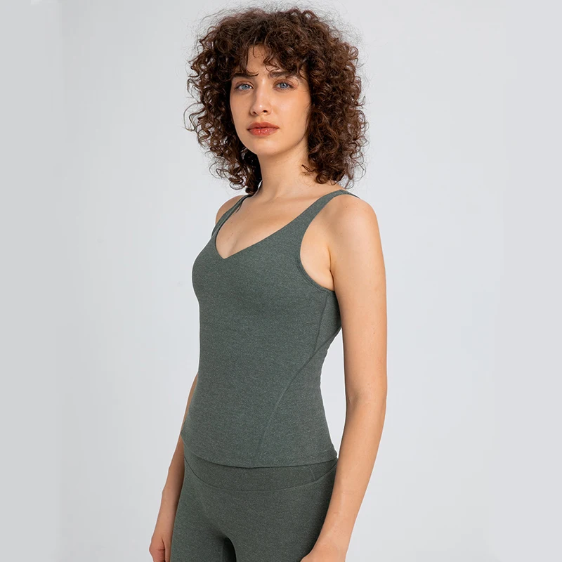 Women's Fitness Tank Top Sexy Gym Sports Top T-shirts Bra and Inner Wear Workout Top Breathable High Elasticity Yoga Top Vest