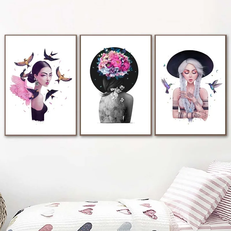 Настенное художественное изображение в скандинавском стиле розовый цветок