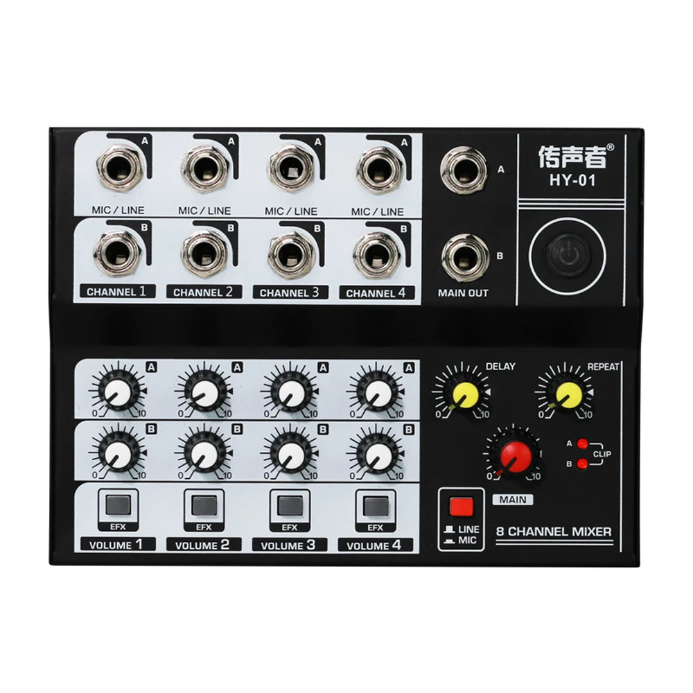 

Audio Mixer Portable Sound Mixer 8 Channel Professional Home-use Dual Microphone Inputs Sound Mixer