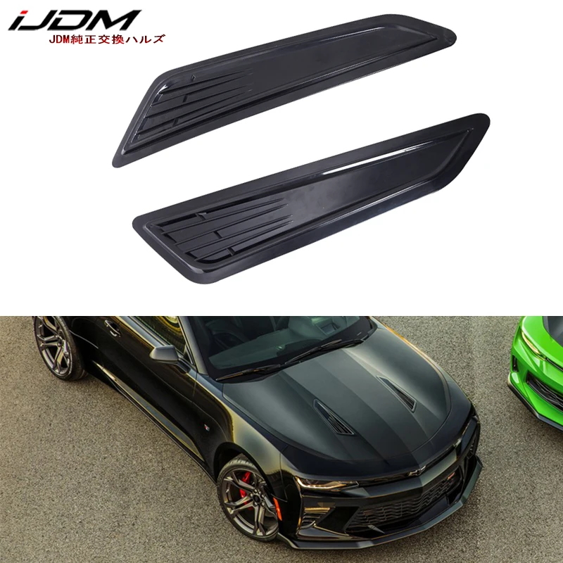 iJDM 1 Pair SS Style Black Bonnet Hood Vent Scoop Covers For 2016-18 Chevrolet Camaro | Автомобили и мотоциклы