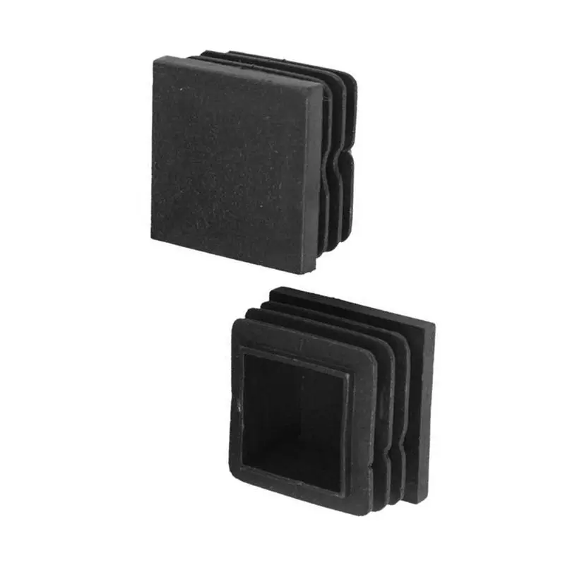 

24 Pcs 30mm x 30mm Plastic Ribbed Square End Caps Tube Insert Black