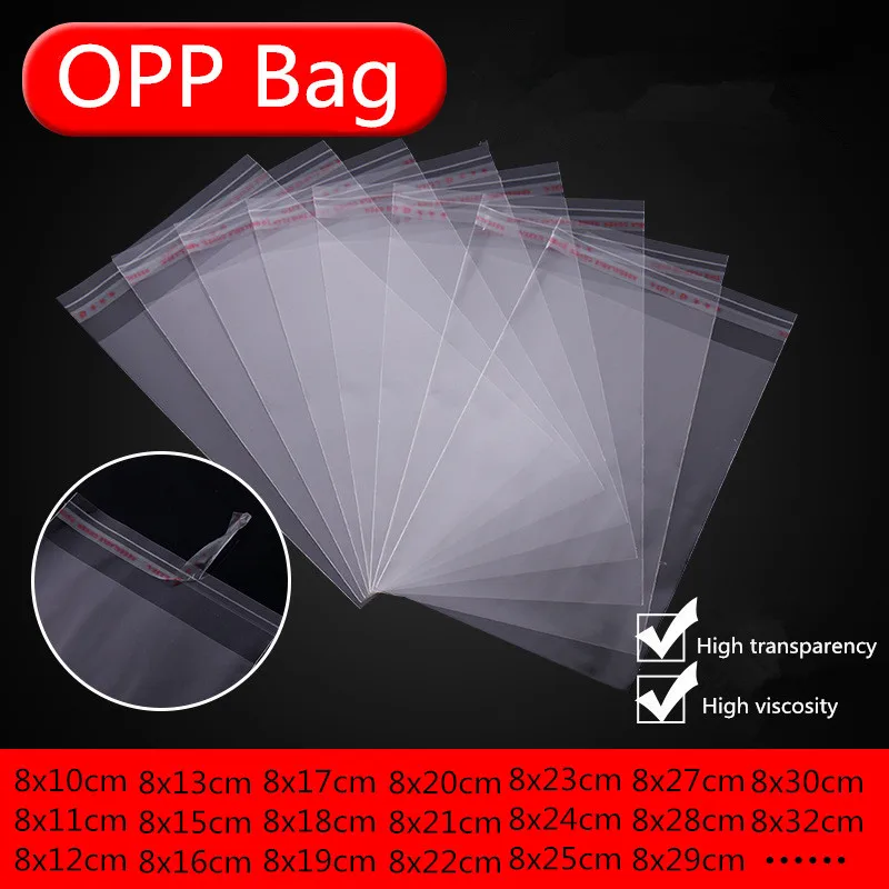 

8cm 100pcs Clear Self-adhesive Sealing Plastic Bags Gift Jewelry Packaging Bag Candy Packing Resealable Cookie Packaging Bags