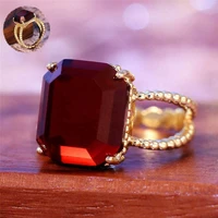 fashion womens retro red square gem ring elegant wedding ring size 6 10
