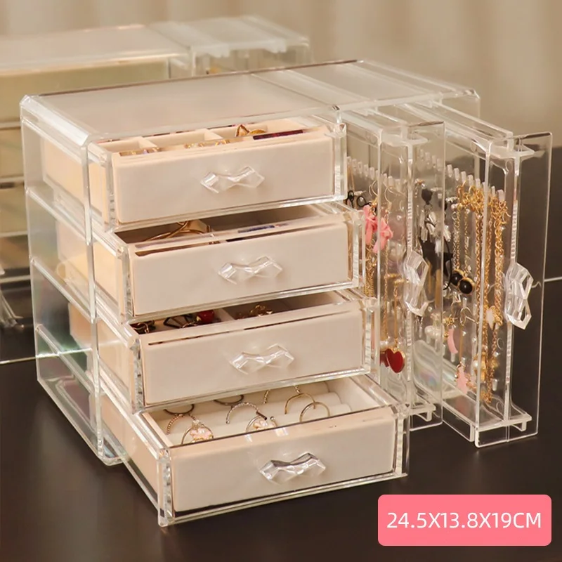 Акриловая шкатулка для ювелирных изделий органайзер хранения вельветовых