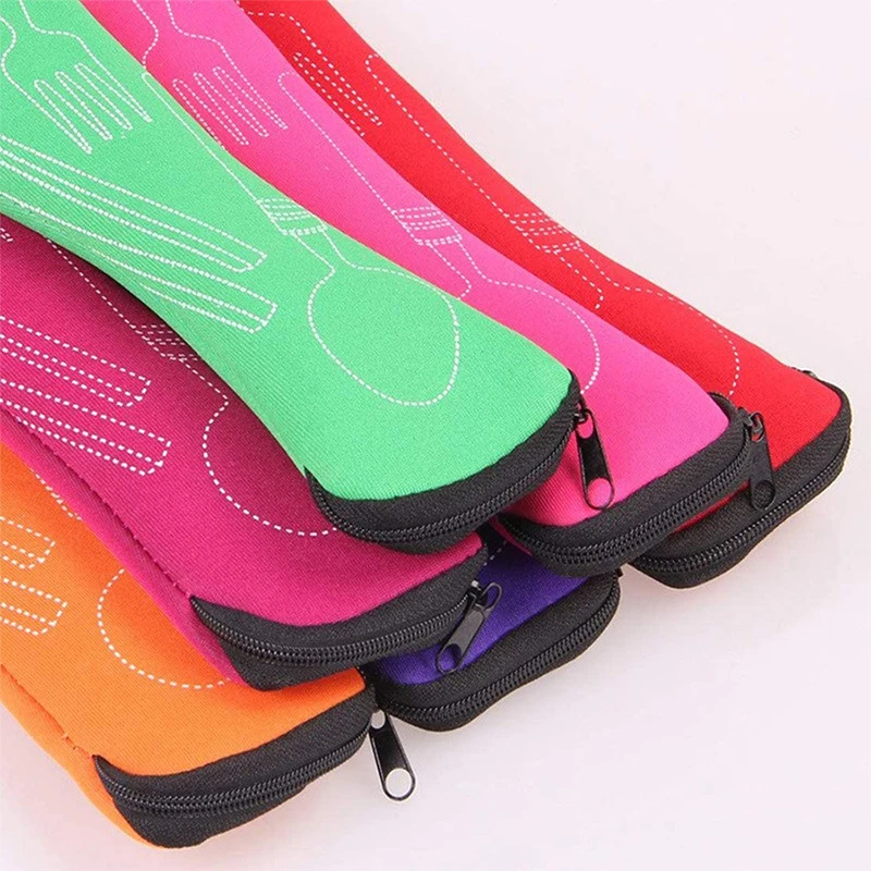 Портативный чехол для столовых приборов 4 цвета