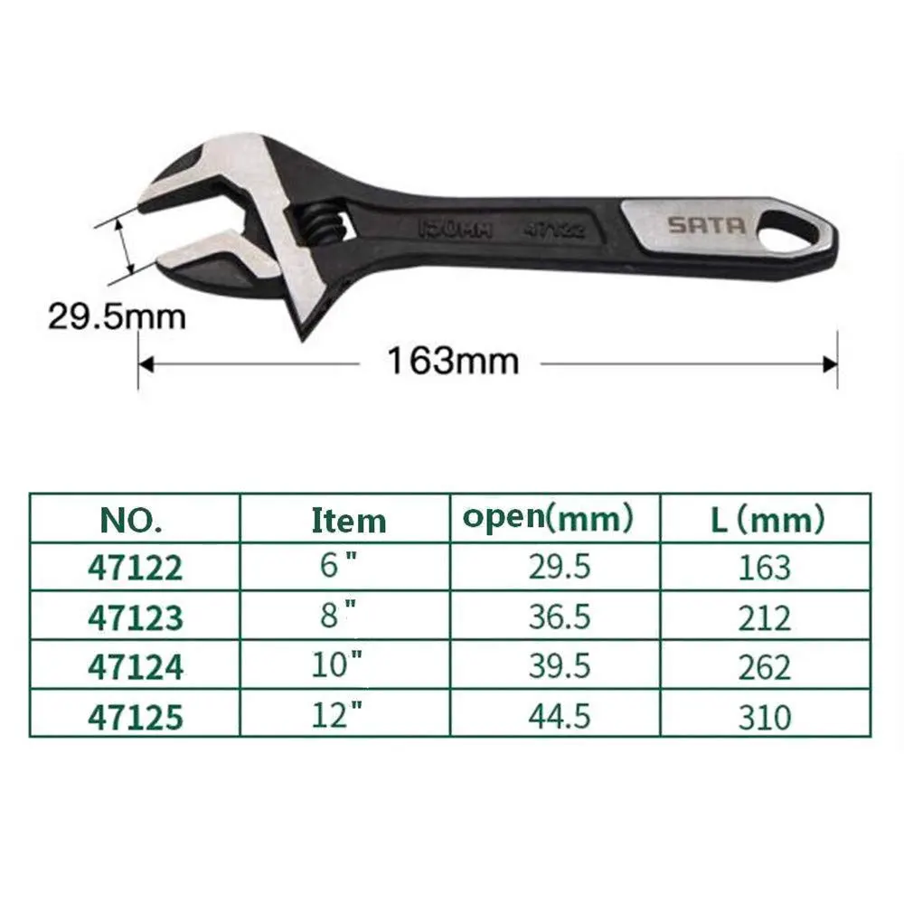 Большой Регулируемый ключ инструмент SATA с длинной ручкой сверхмощный гаечный