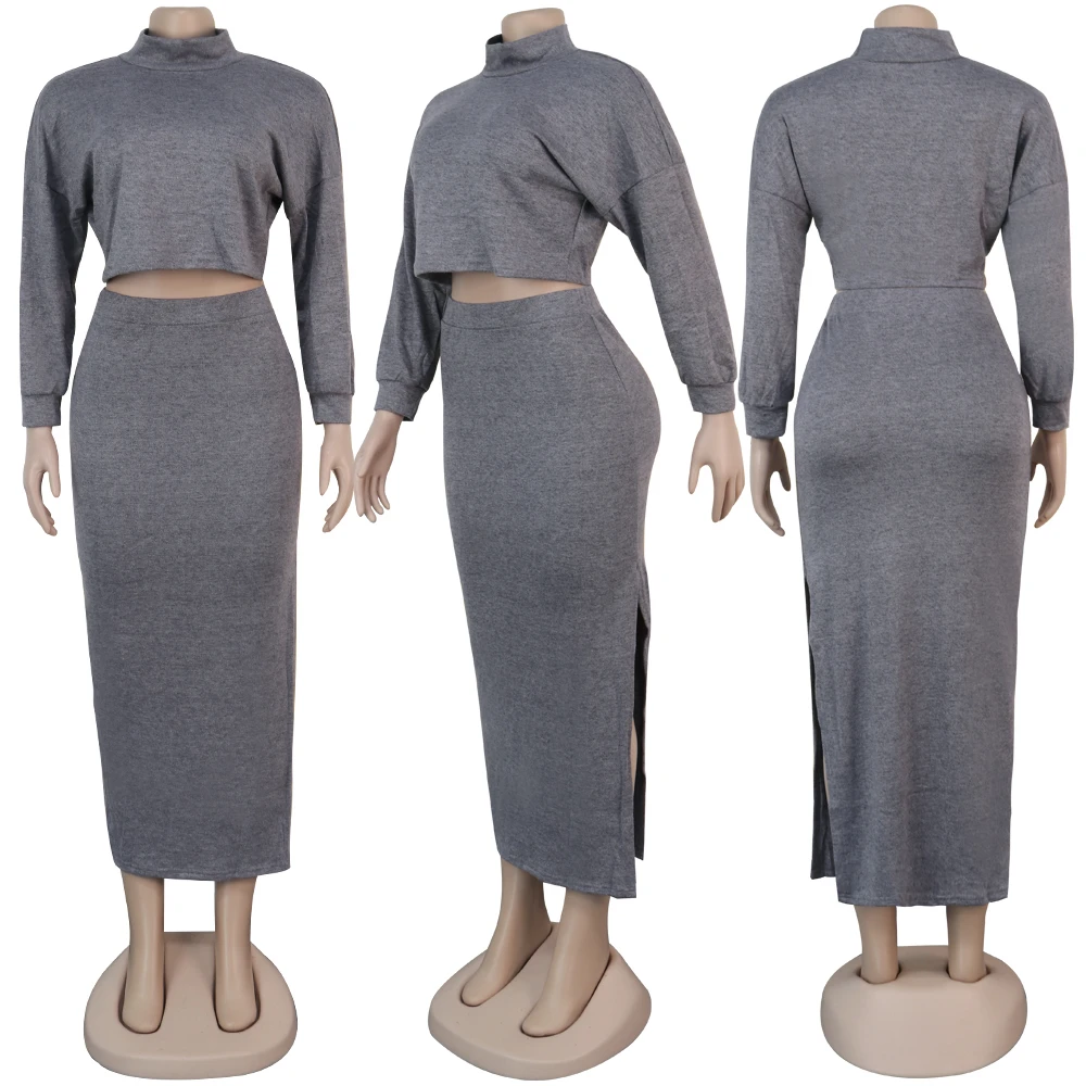 Женский комплект из двух предметов Tsuretobe свитер с высоким воротником и юбка макси