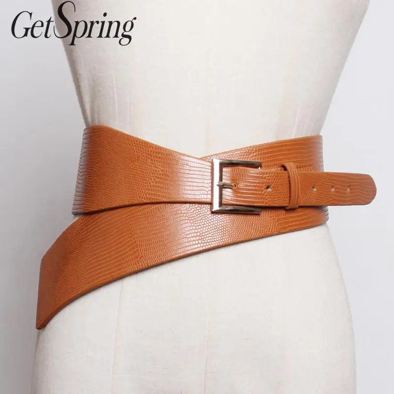 Getвесенний женский пояс широкий из искусственной кожи черный корсет