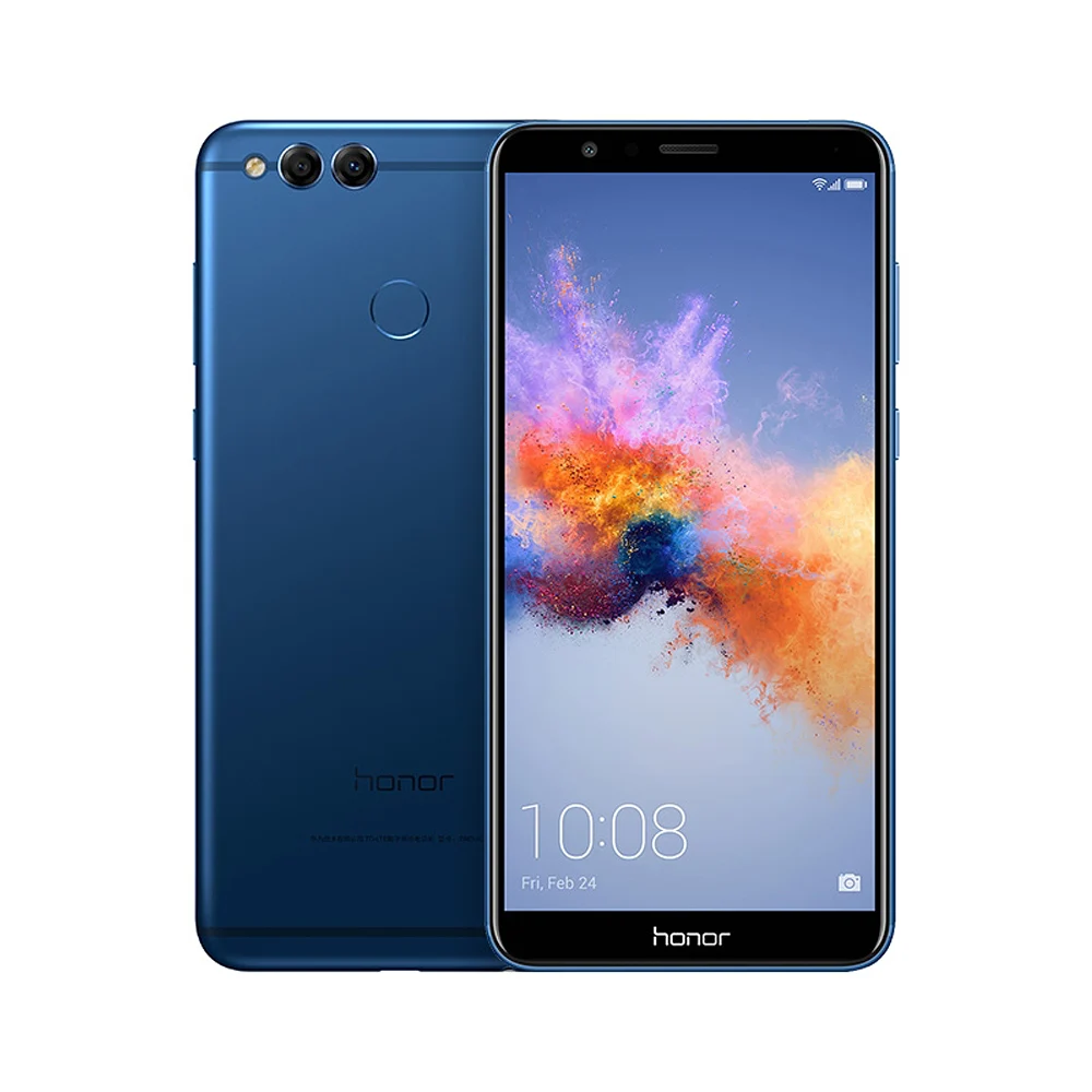 Мобильный телефон Honor 7X Face ID, 5,93 дюймов, 2160*1080 P, 4 гб, 64 гб, четыре ядра, две тыловые камеры, 3340 мач, смартфон с отпечатком пальца