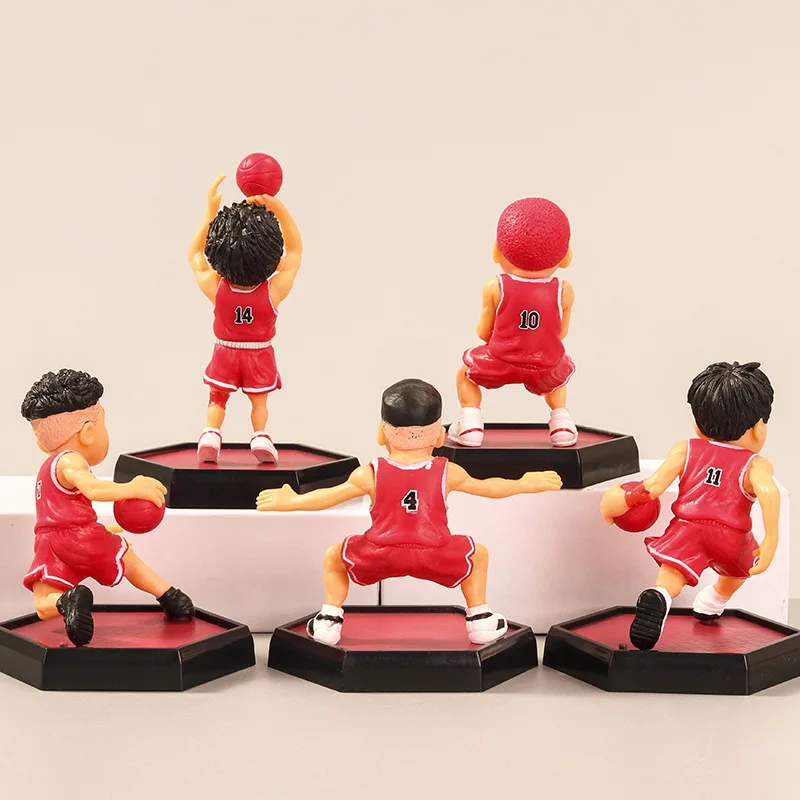 

5pcs/set Japanese Anime Slam Dunk Hanamichi Sakuragi Rukawa Kaede Akagi PVC Action Figure Model Toys