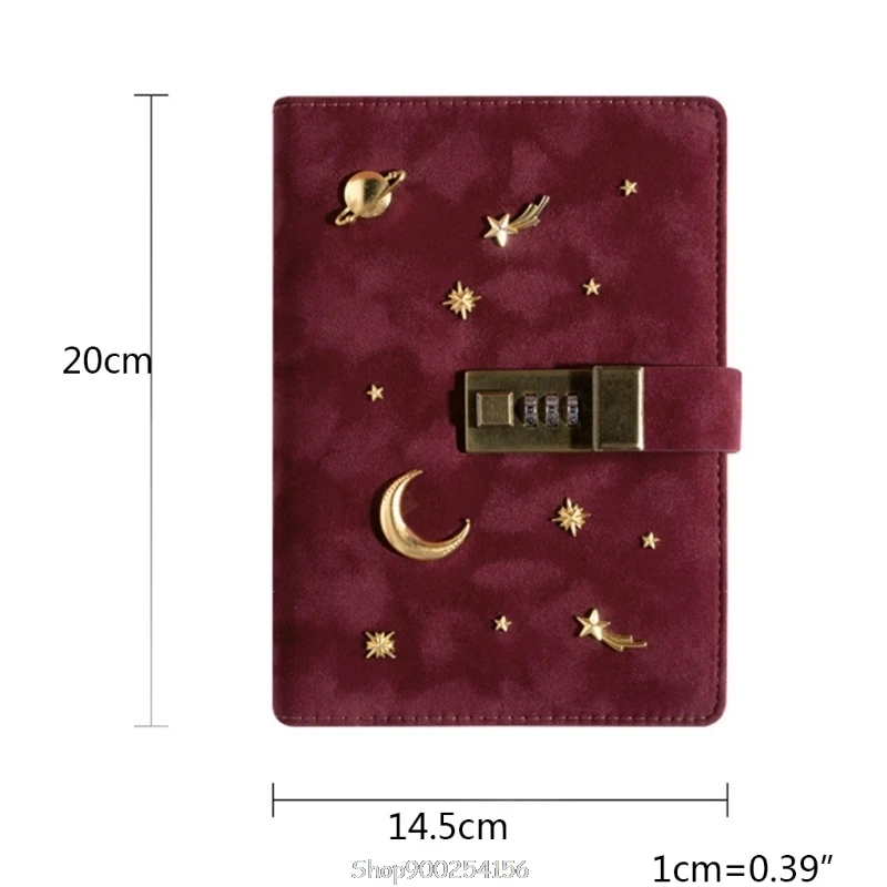 

B6 Suede Travel Notebook with Combination Lock Password Moon Star Agenda Diary Journal Notepad Stationery N26 20 Dropship