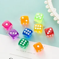 10pcs 14mm transparent dice charms miniature figurine resin craft ear charms pendant for earrings jewelry making diy accessories