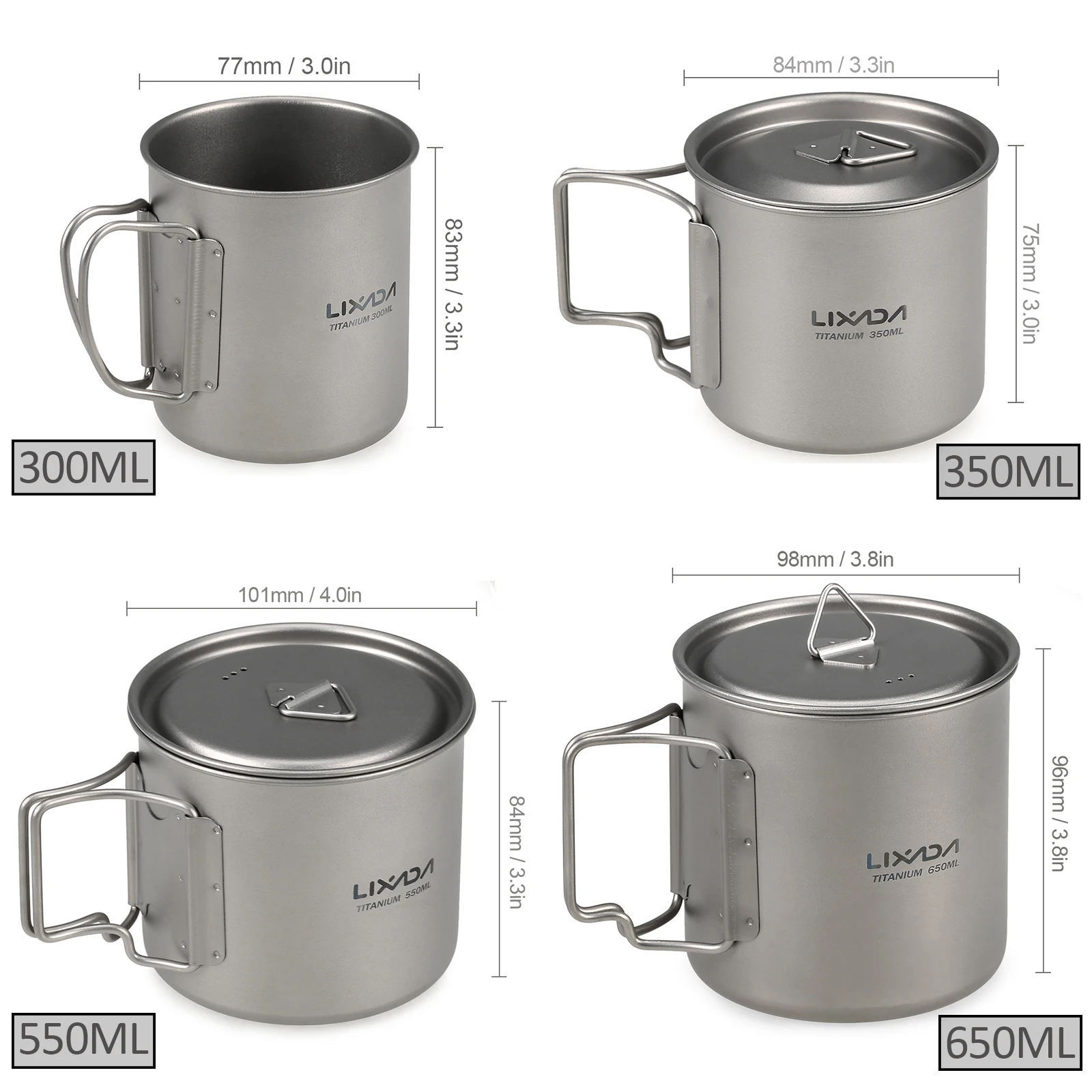 Набор посуды Lixada сверхлегкая титановая чашка со складными спорами посуда для