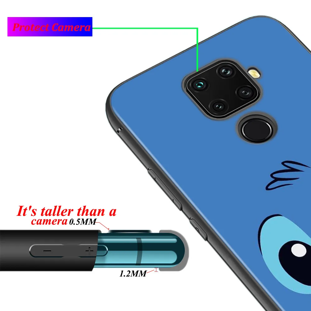 Black Soft Cute Lilo Stitch For Huawei P Smart 2021 2020 Z S Mate 40 RS 30 20 20X 10 Pro Plus Lite 2019 Phone Case
