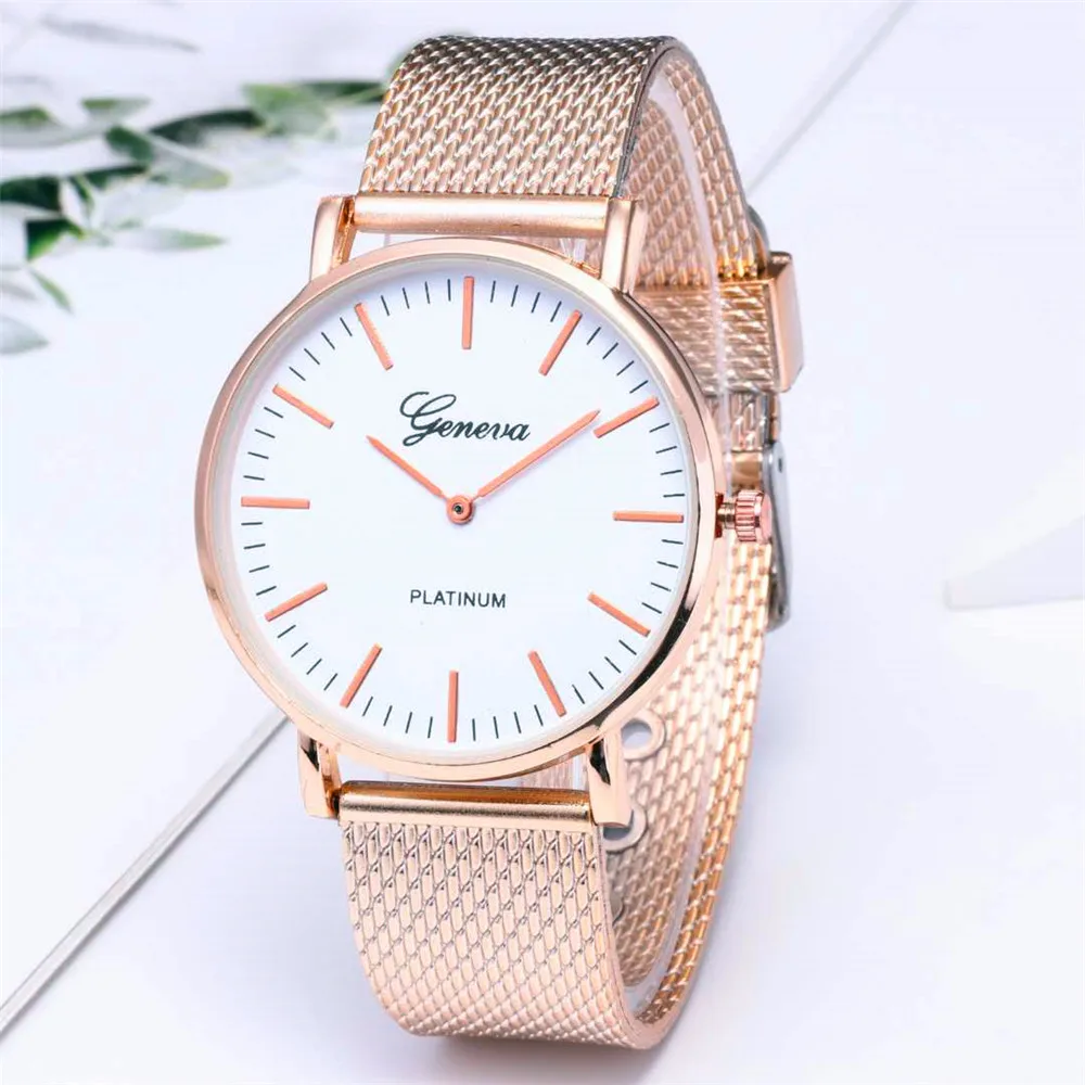 

Fashion Women Watch GENEVA Ladies Watches Quartz Mesh Band Stainless Steel Wristwatch Bracelet Relojes Clock relogio feminino