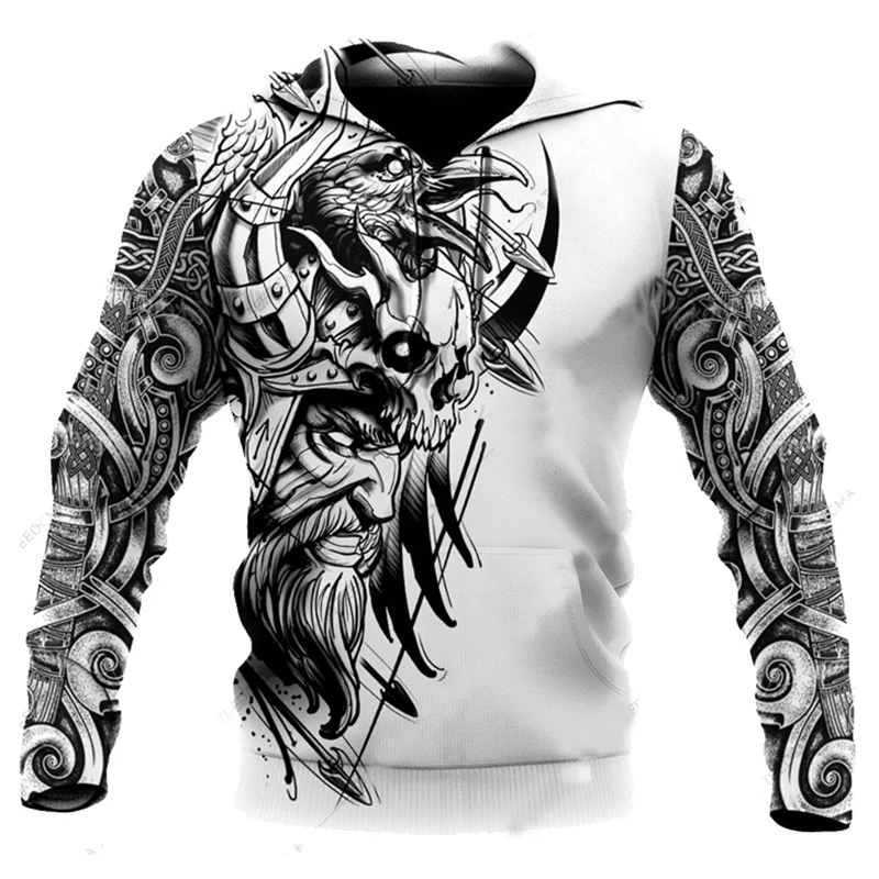 

Hettegenser For menn 3D-Utskrift Viking Odin Tattoo Harajuku Mote Hettegenser For Menn og Kvinner Høst Street Langermet S-6XL