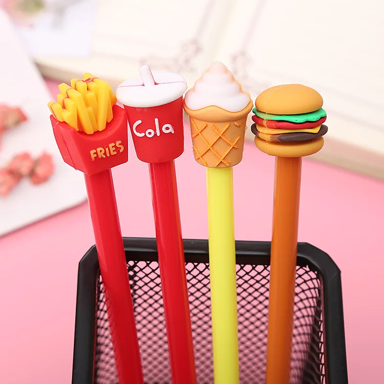 

36PCS Creative French fries coke hamburger ice cream neutral pen cute office stationery student water pen black signature pen