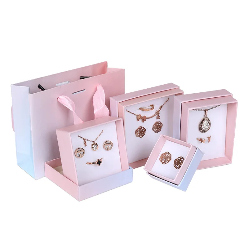 

6-24 Pieces Custom Logo Jewelry Organizer Kraft Paper Gift Box Gradient Color Jewelry Case For Earrings Necklace Packaging