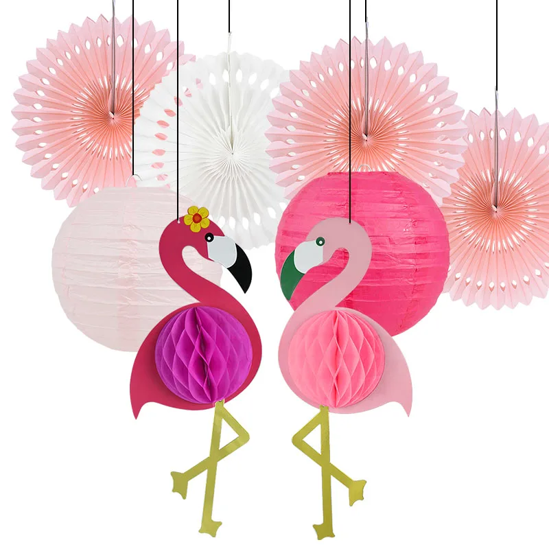 

Pink Paper Lantern Tissue Pompoms Flower Flamingo Honeycomb Ball Baby Shower Kids Birthday Wedding Decorations Tropical Hawaiian