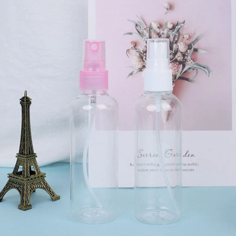 

1PC Transparent Empty Cosmetic Containers Mist Pump Alcohol Atomizer Empty Spray Bottles 100ml Plastic Mini Refillable Container
