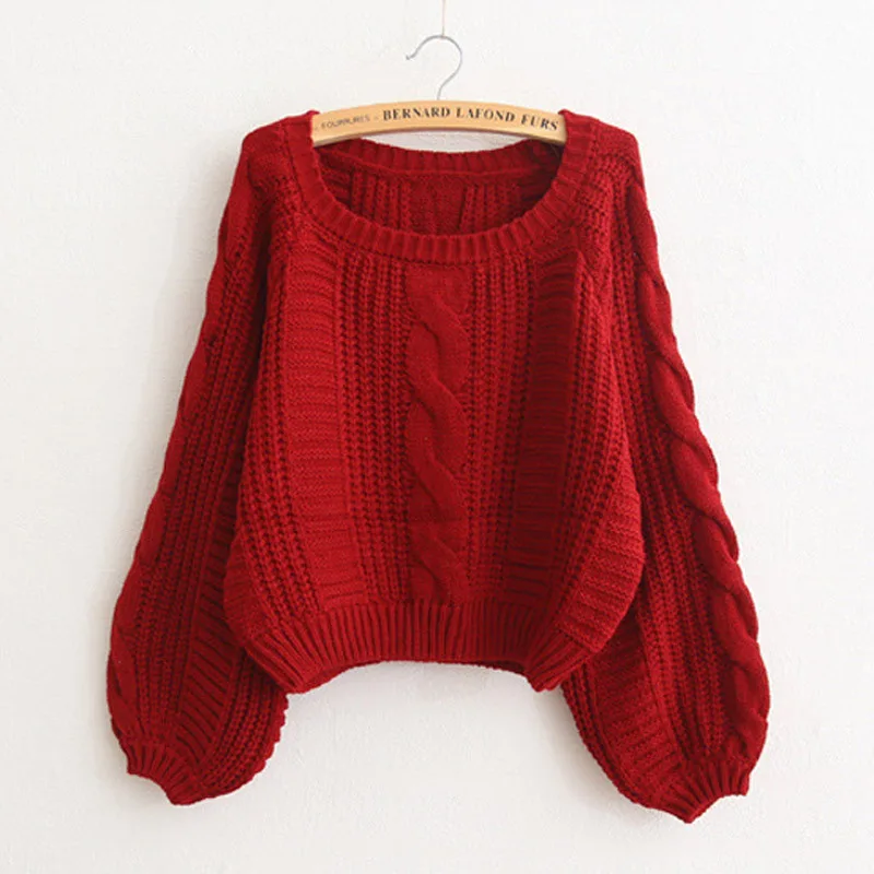 Baharcelin Women Girl Winter Round Knitted sweater Pullovers Tops clothing candy color knitted pullovers for women girl | Женская одежда