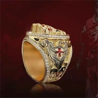 personlity engraving crown skull rings for women men hip hop gold color red zircon skeleton biker ring party jewelry wholesale