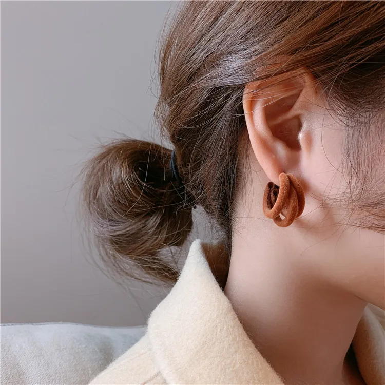 Новый дизайн простые винтажные шикарные цветные флокированные круглые серьги