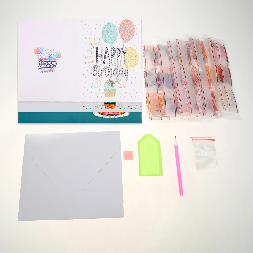 

12pcs DIY Greeting Cards Special Shaped Diamond Painting Butterfly Birthday Cake Flower Pattern Resin Diamond Handmade Crafts