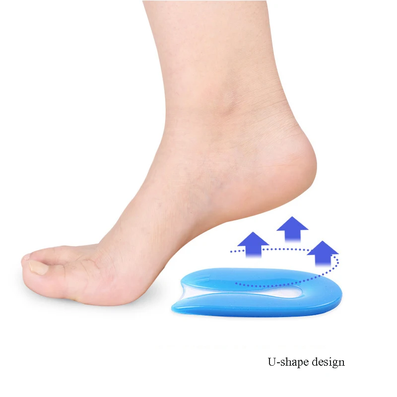 Unisex Gel Heel Cushion Pad U-shape Heel Cup Heel spur insole Pain Relief Heel Protectors for Plantar Fasciitis Insert