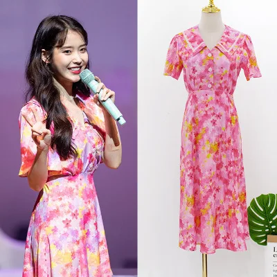 

Женское платье с цветочным морским воротником, платье для женщин в отеле «дель луна», милое летнее платье для женщин в Корейском стиле