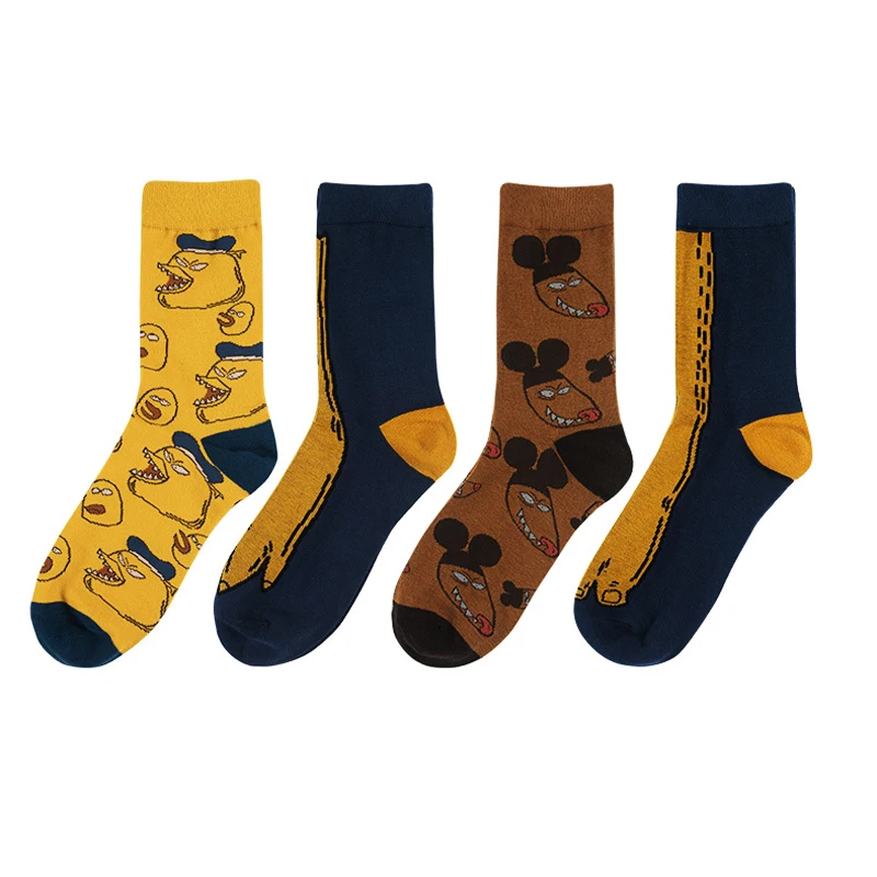 

4 Pairs A Lot Women Autumn Winter Socks Funny Cartoon Jacquard